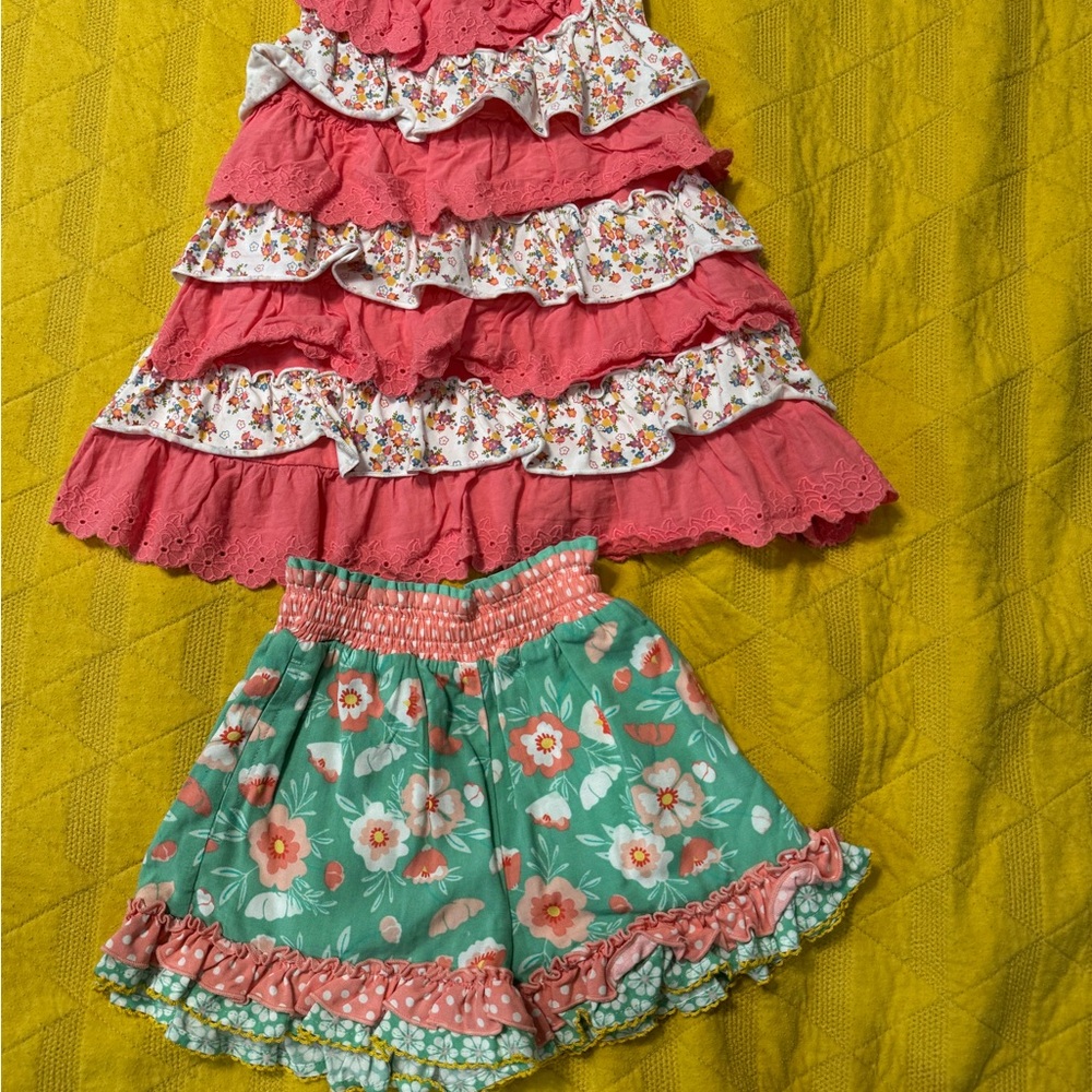 Matilda Jane Pink and Green Floral Skirt Set